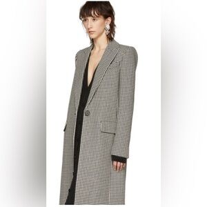 Givenchy Black and White Houndstooth Single-Breasted Coat